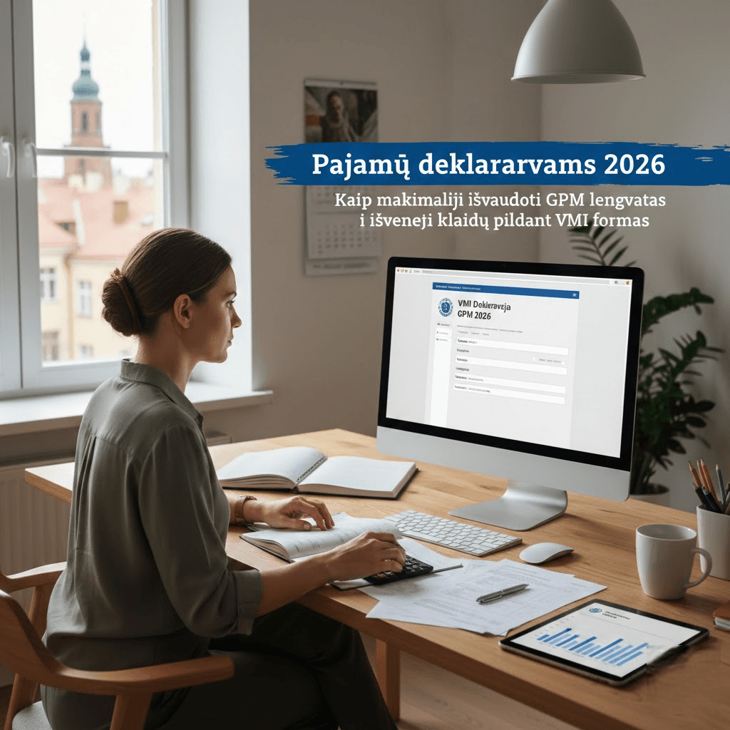 Pajamų deklaravimas 2026: Kaip maksimaliai išnaudoti GPM lengvatas ir išvengti klaidų pildant VMI formas