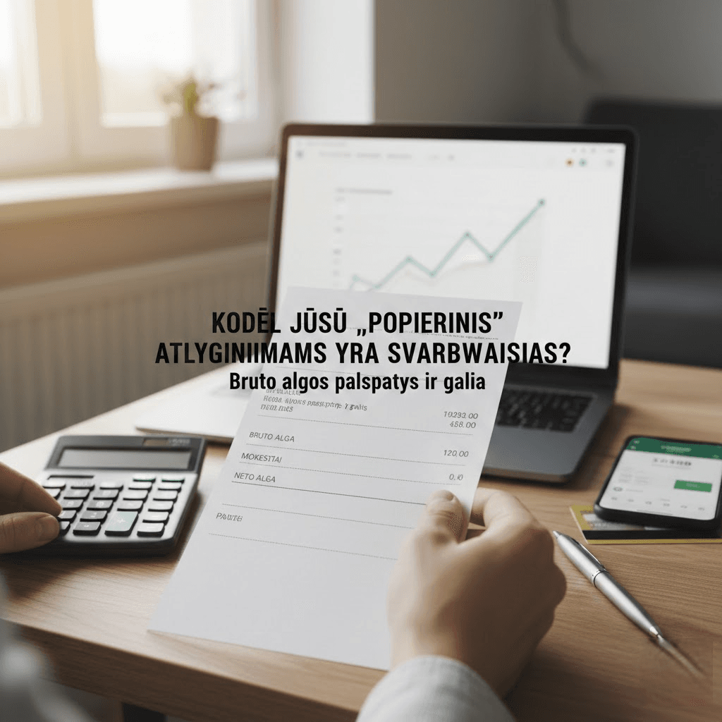 Kodėl Jūsų „popierinis“ atlyginimas yra svarbesnis už pinigus sąskaitoje: Bruto algos paslaptys ir galia