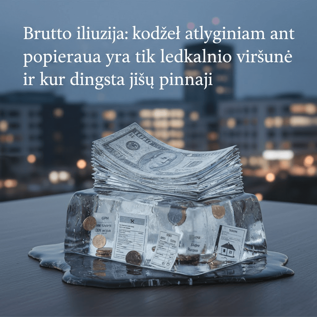 Brutto iliuzija: kodėl atlyginimas ant popieriaus yra tik ledkalnio viršūnė ir kur dingsta jūsų pinigai Brutto iliuzija: kodėl atlyginimas ant popieriaus yra tik ledkalnio viršūnė ir kur dingsta jūsų pinigai