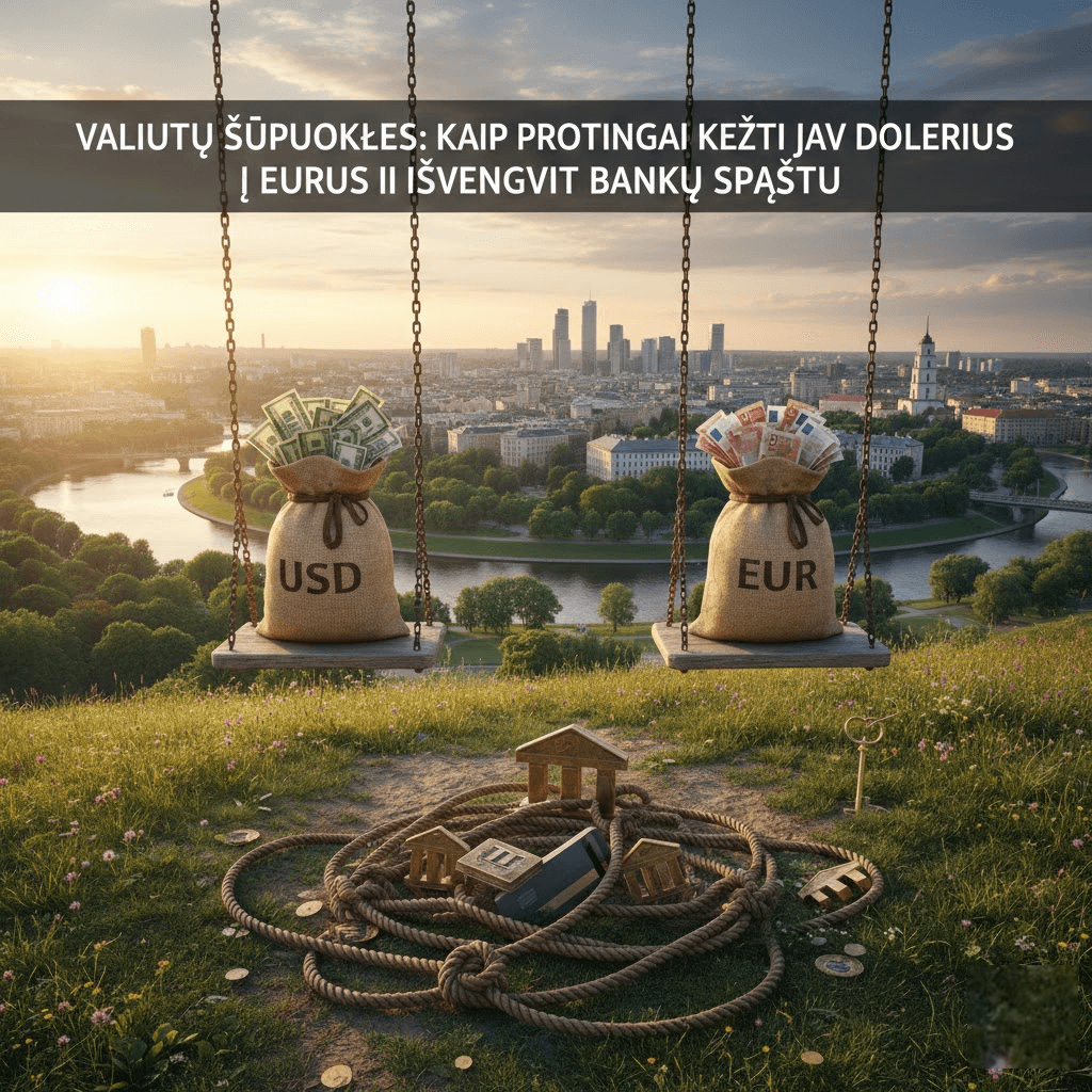 Valiutų sūpuoklės: Kaip protingai keisti JAV dolerius į eurus ir išvengti bankų spąstų