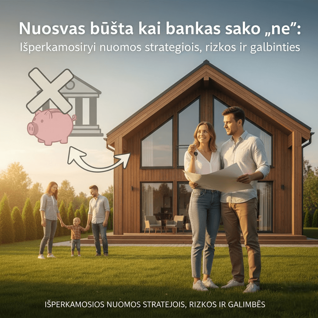 Nuosavas būstas kai bankas sako „ne“: Išperkamosios nuomos strategijos, rizikos ir galimybės