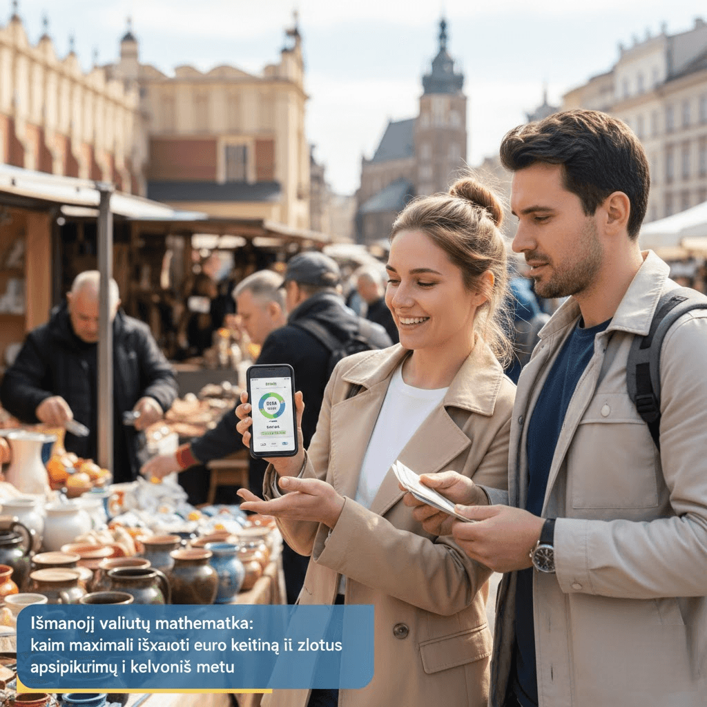 Išmanioji valiutų matematika: kaip maksimaliai išnaudoti euro keitimą į zlotus apsipirkimų ir kelionių metu
