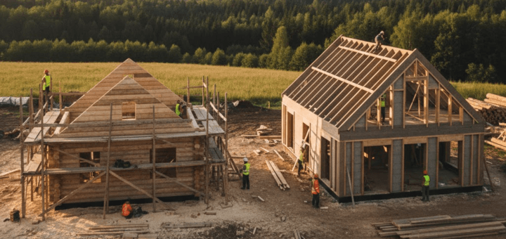 Medinė statyba be kompromisų: kodėl rąstiniai ir karkasiniai namai vėl užkariauja rinką?