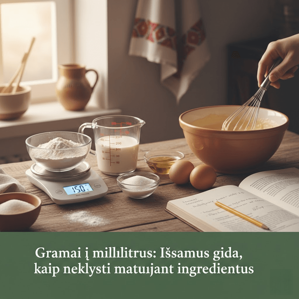 Gramai į mililitrus: Išsamus gidas, kaip neklysti matuojant ingredientus