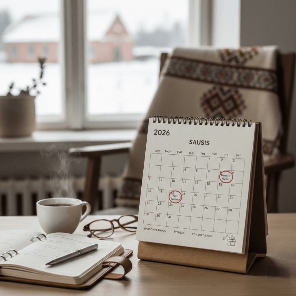 Darbo valandų kalendorius 2026: viskas, ką reikia žinoti apie darbingumą, šventes ir poilsio laiką