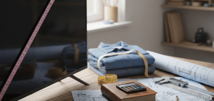 Cm į colius: galutinis gidas, kaip neklysti matuojant televizorius, drabužius ir statybines medžiagas